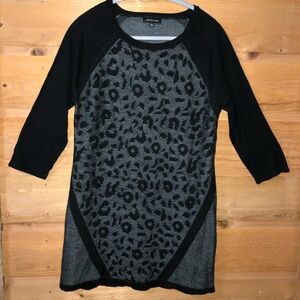 Notations Grey / black animal print sweater dress size Medium